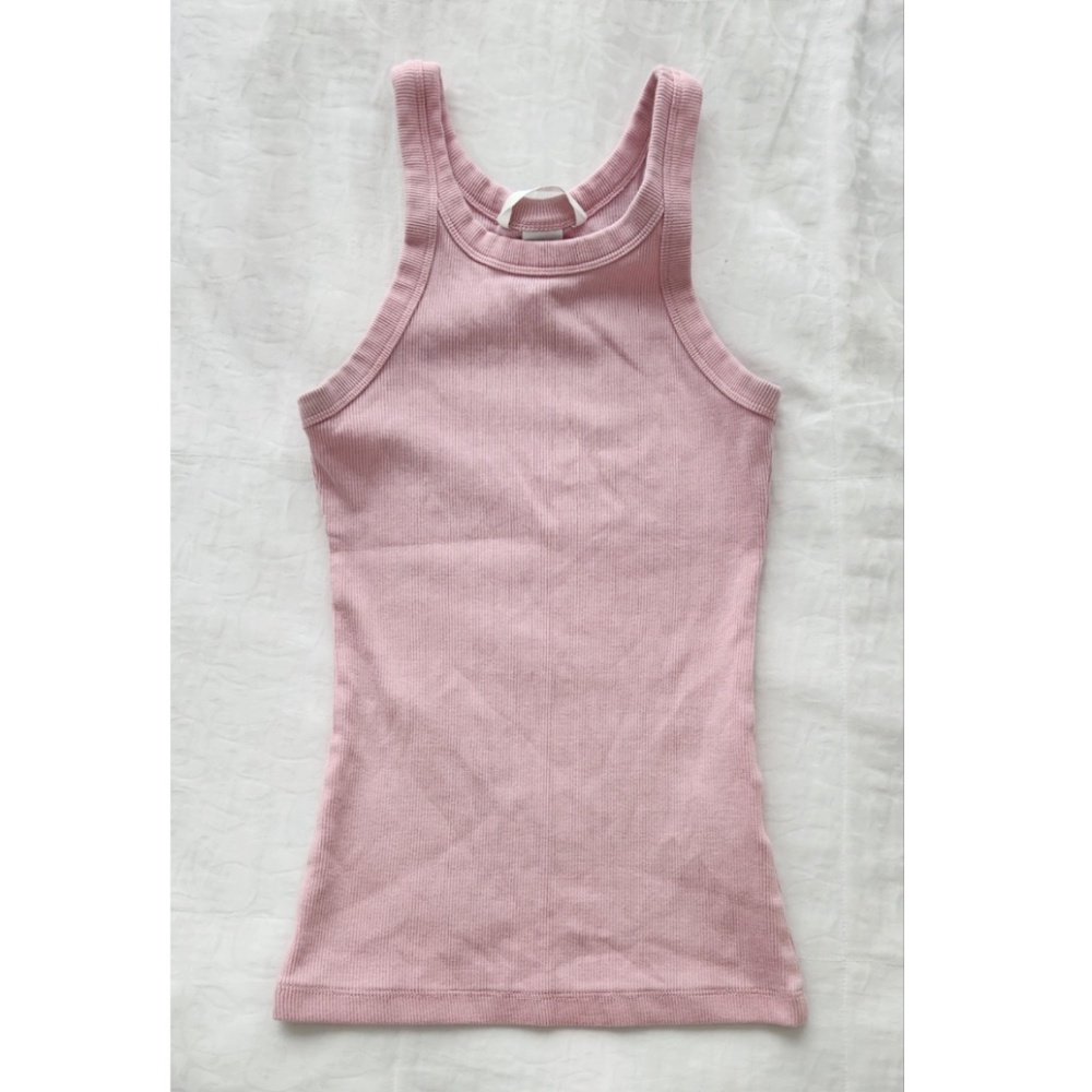 H&M Ribbed Racerback Tank Top in Light Pink | XS